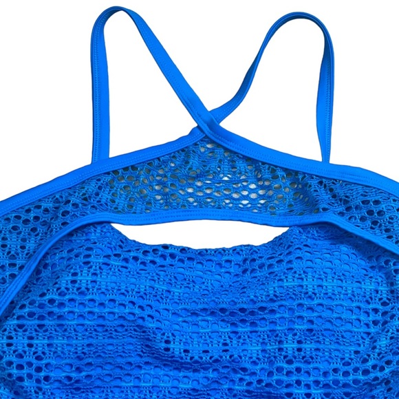NWT Island Escape Tankini Top Women’s Size 8 Lost At Sea Crochet High Neck Blue - Picture 5 of 12